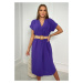 Dress with a decorative belt of dark purple color