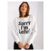 SMOTANOVÁ MIKINA FRANCISCO S NÁPISOM "SORRY I´M LATE" -EM-BL-U624.99-ECRU