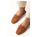 Mio Gusto Tilda Tan Color Flat Toe Short Heel Women's Shoes