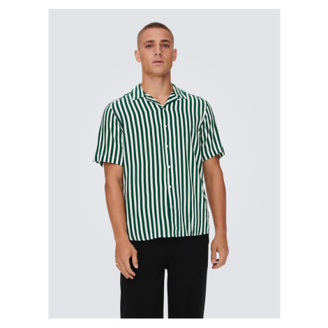 White-green Men's Striped Short Sleeve Shirt ONLY & SONS W - Men's