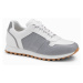 Ombre Patchwork men's shoes sneakers with combined materials - white and gray