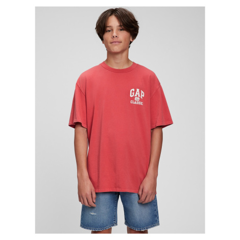 Červené chlapčenské tričko Teen organic logo Classic GAP