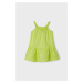 Dievčenské bavlnené šaty Mayoral zelená farba, midi, rovný strih
