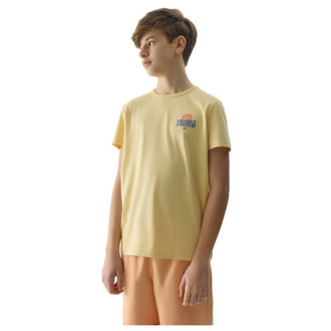 Chlapčenské tričko s krátkym rukávom 4F JUNIOR TSHIRT-4FJWSS24TTSHM1136-73S-LIGHT LEMON