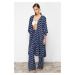 Trendyol Geometric Patterned Belted Midi Woven Kimono & Kaftan