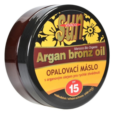 Opaľovacie maslo s arganovým olejom pre rýchle zhnednutie SPF 15 VIVACO 200 ml