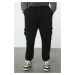 Trendyol Plus Size Black Oversize/Wide Cut Cargo Pocket Thick Elastic Leg Sweatpants