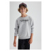 DEFACTO Boy's Crew Neck Printed Thick Sweatshirt