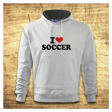 Mikina s kapucňou s motívom I love soccer