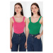 Trendyol Fuchsia-Green Double Pack Strappy Basic Knitwear Blouse