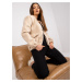 Zuzanna beige cotton zip-up hoodie