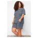 Trendyol Curve Gray Melange Crew Neck Knitted Pajama Set