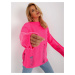 Fluo pink women's oversized sweater with wool