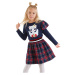 Denokids Winged Cat Girl Navy Blue Plaid Dress