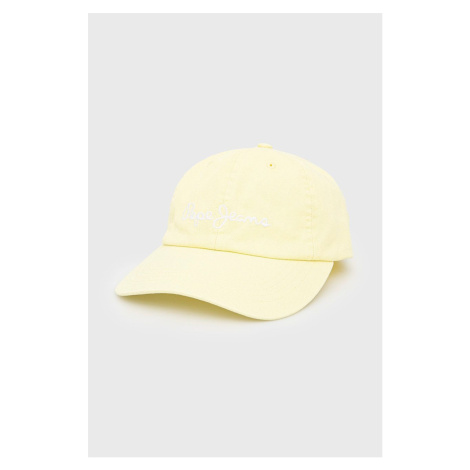 Detská čiapka Pepe Jeans žltá farba, jednofarebná