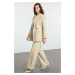 Trendyol Beige Tweed Oversize Blazer Jacket