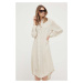Šaty Sisley béžová farba, mini, rovný strih
