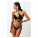 Trendyol Black One Shoulder Cut Out/Window Regular Bikini Set