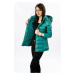 Zelená dámska prešívaná bunda s kapucňou, ktorú je možné odopnúť (7560)