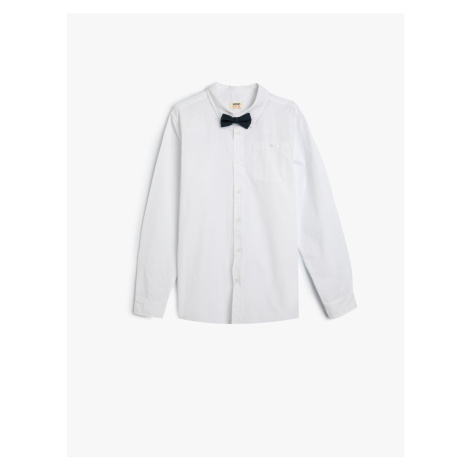 Koton School Shirt With Bow Tie Detailed Long Sleeve Cotton Classic Collar