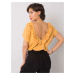 Dark yellow blouse with neckline on the back