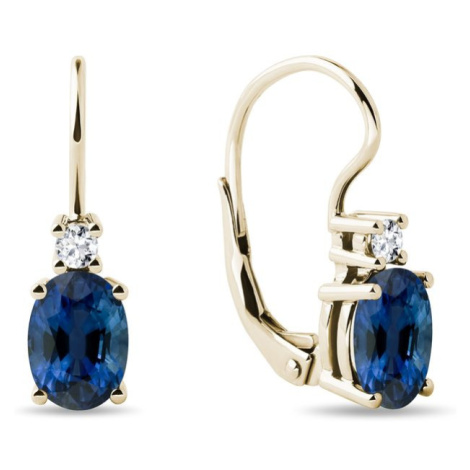 Oválne visiace náušnice so zafírmi a diamantmi KLENOTA