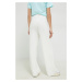 Nohavice Tommy Jeans dámske, biela farba, široké, vysoký pás