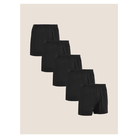 Bavlnené žerzejové boxerky s technológiou Cool & Fresh™, 5 ks Marks & Spencer čierna