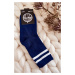 Youth Cotton Sports Socks With Stripes Navy Blue