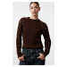 Trendyol Brown Pearl Detailed Crew Neck Knitwear Sweater