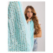 Light blue, smooth women's scarf with appliqués