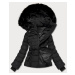 Krátka čierna dámska zimná bunda s kožušinou (5M768-392A)