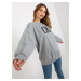 Grey loose oversize hoodie without embroidery