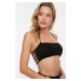 Trendyol Black Pile Detailed Halterneck Bikini Top