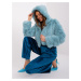 Mint short fur jacket with hood