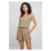 Women's khaki modal jumpsuit with short sleeves