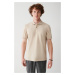 Avva Men's Beige Roll Up Collar Regular Fit 2 Button Polo Neck T-shirt with Pocket