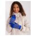 Cobalt blue gloves with knitted overlay