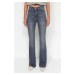 Trendyol Gray High Waist Flare Jeans