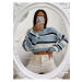 49425 Dewberry Striped Knit Crop Women Sweater-BLUE