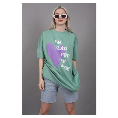 Madmext Mad Girls Green Printed T-Shirt