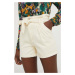 Rifľové krátke nohavice Answear Lab dámske, béžová farba, jednofarebné, vysoký pás