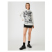 Koton Oversize Printed Hooded Sweatshirt Fleece Inner