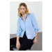 Trendyol Blue Collar Embroidery Detailed Woven Blouse