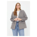 Trendyol Curve Gray Double Closure Woven Blazer Jacket