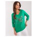 Green women's blouse with print and rhinestones