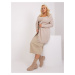 Beige melange long oversized women's sweater