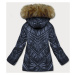 Tmavomodrá dámska bunda s kapucňou pre prechodné obdobie (H-97-1)