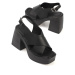 Capone Outfitters Capone Women's Chunky Toe Crossover Wide Strap Platform Heels Black Women's Sa