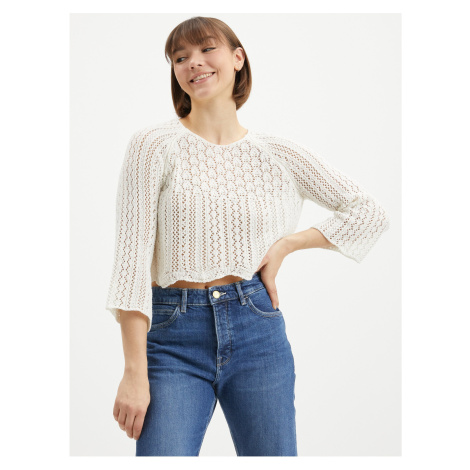 Cream women's cropped sweater ONLY Nola - Women's